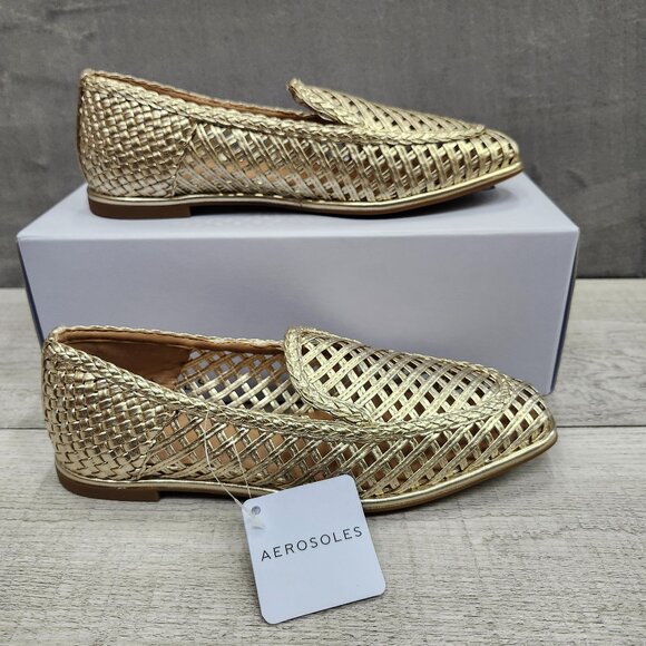 AEROSOLES Nagle Women 6.5 Metallic Woven Loafers Flat NIB - Picture 1 of 16